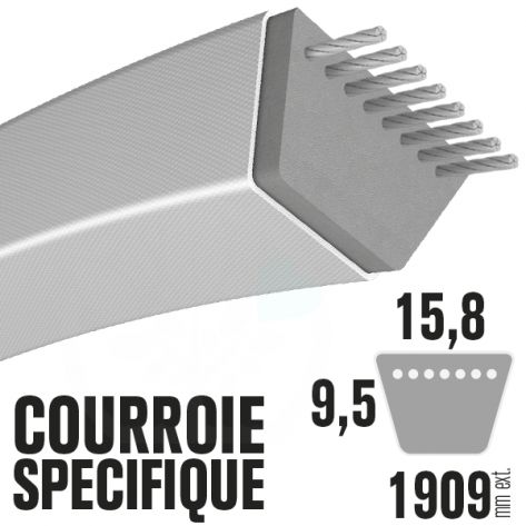 Courroie Trapézoïdale 5L75 Renforcée Kevlar. 15.8mm x 1905mm