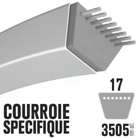 Courroie Héxagonale BB135 (6 côtés). 17mm x 3505mm 