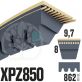 Courroie Trapézoïdale Crantée XPZ850. 9,7mm x 862mm ext.