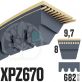 Courroie Trapézoïdale Crantée XPZ670. 9,7mm x 682mm ext.