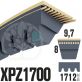 Courroie Trapézoïdale Crantée XPZ1700. 9,7mm x 1712mm ext.
