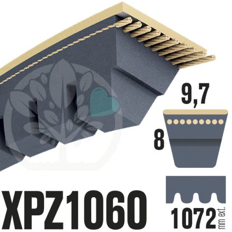 Courroie Trap&eacute;zo&iuml;dale Crant&eacute;e XPZ1060. 9,7mm x 1072mm ext.