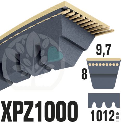 Courroie Trap&eacute;zo&iuml;dale Crant&eacute;e XPZ1000. 9,7mm x 1012mm ext.