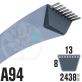Courroie Trapézoïdale A94 Néoprène. 13mm x 2438mm