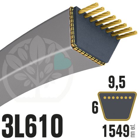 Courroie Trap&eacute;zo&iuml;dale 3L610 Renforc&eacute;e Kevlar. 9.5mm x 1549mm