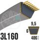 Courroie TrapézoÏdale 3L160 Renforcée Kevlar. 9.5mm x 406mm