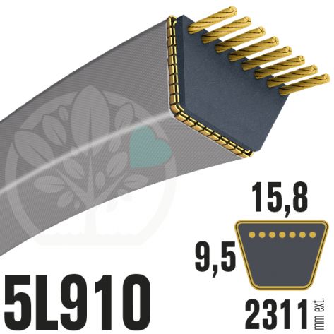 Courroie Trap&eacute;zo&iuml;dale 5L910 Renforc&eacute;e Kevlar. 15.8mm x 2311mm