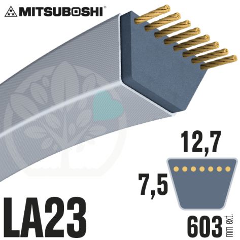 Courroie Mitsuboshi LA23 Renforc&eacute;e.  12,7mm x 603mm