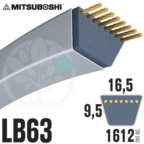 Courroie Mitsuboshi LB63 Renforc&eacute;e.  16.5mm x 1612mm