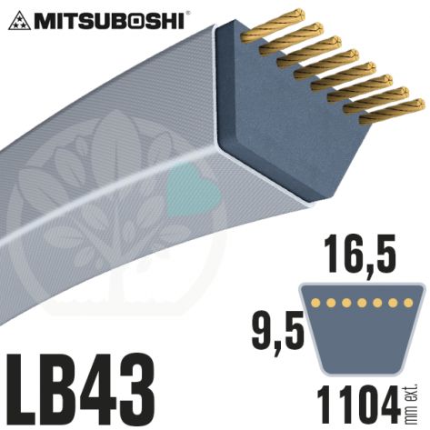 Courroie Mitsuboshi LB43 Renforc&eacute;e.  16.5mm x 1104mm