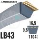 Courroie Mitsuboshi LB43 Renforcée.  16.5mm x 1104mm