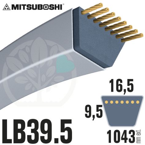Courroie Mitsuboshi LB39.5 Renforcée.  16.5mm x 1043mm