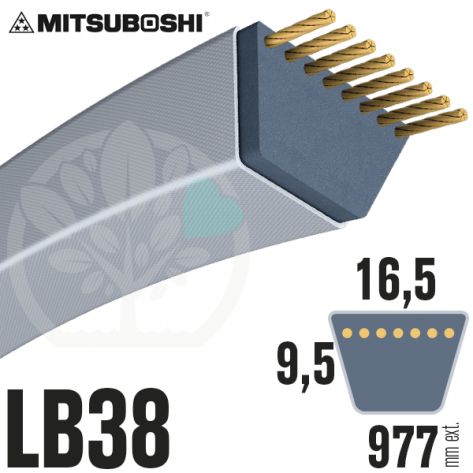 Courroie Mitsuboshi LB38 Renforc&eacute;e.  16.5mm x 977mm