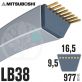 Courroie Mitsuboshi LB38 Renforcée.  16.5mm x 977mm