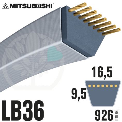 Courroie Mitsuboshi LB36 Renforc&eacute;e.  16.5mm x 926mm