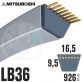 Courroie Mitsuboshi LB36 Renforcée.  16.5mm x 926mm