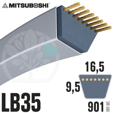 Courroie Mitsuboshi LB35 Renforcée.  16.5mm x 901mm