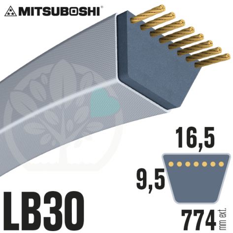 Courroie Mitsuboshi LB30 Renforc&eacute;e.  16.5mm x 774mm