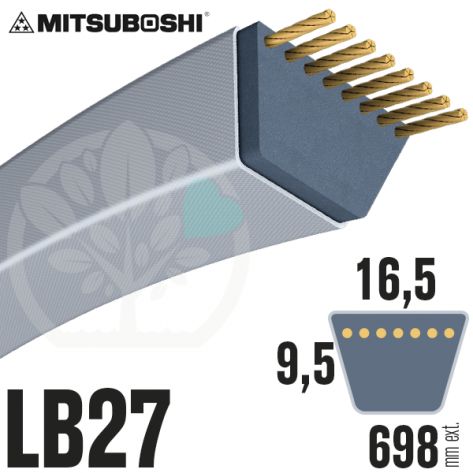 Courroie Mitsuboshi LB27 Renforc&eacute;e.  16.5mm x 698mm