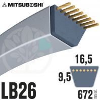 Courroie Mitsuboshi LB26 Renforcée.  16.5mm x 672mm