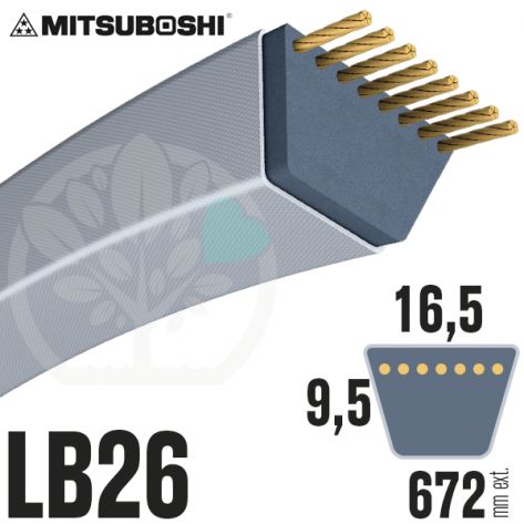 Courroie Mitsuboshi LB26 Renforc&eacute;e.  16.5mm x 672mm