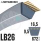 Courroie Mitsuboshi LB26 Renforcée.  16.5mm x 672mm