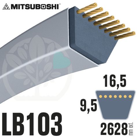 Courroie Mitsuboshi LB103 Renforcée.  16.5mm x 2628mm