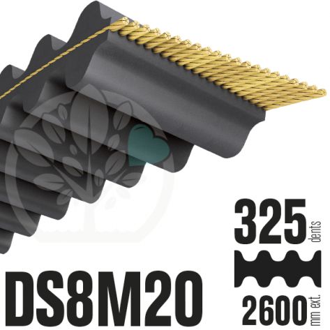 Courroie Double Denture 2600-DS8M20 (325dents) 2600mmx20mm