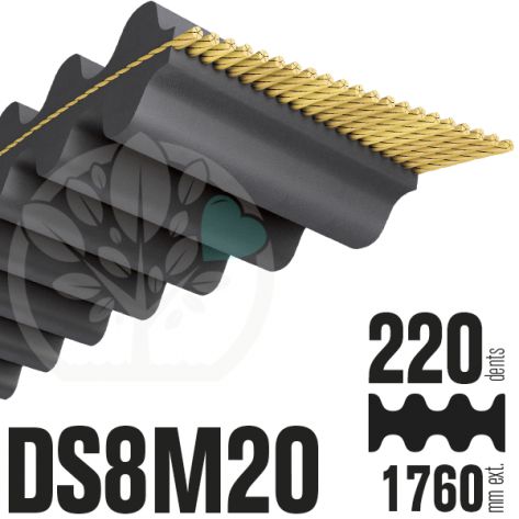 Courroie Double Denture 1760-DS8M20 (220dents)  1760mmx20mm