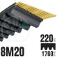 Courroie Simple Denture 1760-8M20 (220 dents). 1760mm x 20mm