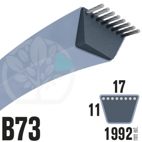 Courroie Trapézoïdale B73 Néoprène. 17mm x 1992mm