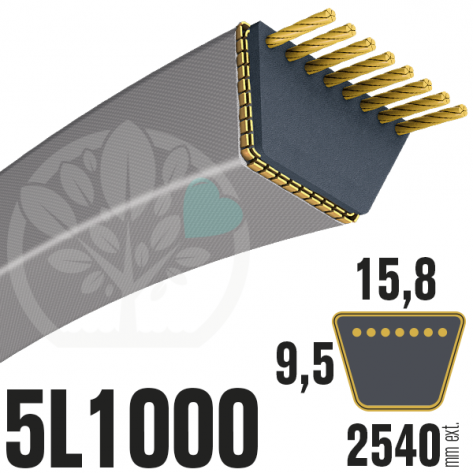 Courroie Trap&eacute;zo&iuml;dale 5L1000 Renforc&eacute;e Kevlar. 15.8mm x 2540mm