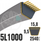 Courroie Trapézoïdale 5L1000 Renforcée Kevlar. 15.8mm x 2540mm