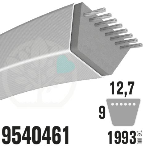 Courroie MTD Sp&eacute;cifique 9540461. 12,7mm x 1993mm