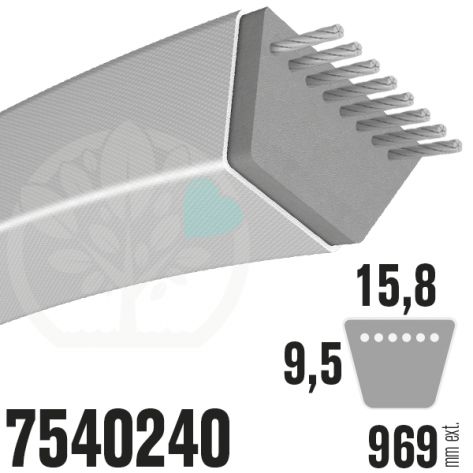 Courroie MTD Sp&eacute;cifique 7540240. 15,8mm x 969mm