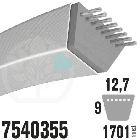 Courroie MTD Spécifique 7540355. 12,7mm x 1701mm