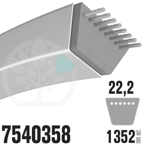 Courroie MTD Sp&eacute;cifique 7540358. 22,2mm x 1352mm