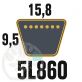 Courroie Trapézoïdale 5L860 Renforcée Kevlar. 15.8mm x 2184mm
