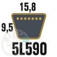 Courroie Trapézoïdale 5L590 Renforcée Kevlar. 15.8mm x 1499mm