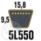 Courroie Trapézoïdale 5L550 Renforcée Kevlar. 15.8mm x 1397mm