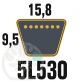Courroie Trapézoïdale 5L530 Renforcée Kevlar. 15.8mm x 1346mm