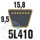 Courroie Trapézoïdale 5L410 Renforcé Kevlar. 15.8mm x 1041mm