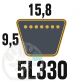 Courroie Trapézoïdale 5L330 Renforcée Kevlar. 15.8mm x 838mm
