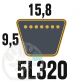 Courroie Trapézoïdale 5L320 Renforcée Kevlar. 15.8mm x 813mm