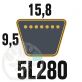 Courroie Trapézoïdale 5L280 Renforcée Kevlar. 15.8mm x 711mm