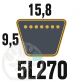 Courroie Trapézoïdale 5L270 Renforcée Kevlar. 15.8mm x 686mm