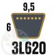Courroie Trapézoïdale 3L620 Renforcée Kevlar. 9.5mm x 1575mm