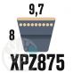 Courroie Trapézoïdale Crantée XPZ875. 9,7mm x 887mm ext.