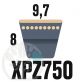 Courroie Trapézoïdale Crantée XPZ750. 9,7mm x 762mm ext.
