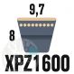 Courroie Trapézoïdale Crantée XPZ1600. 9,7mm x 1612mm ext.